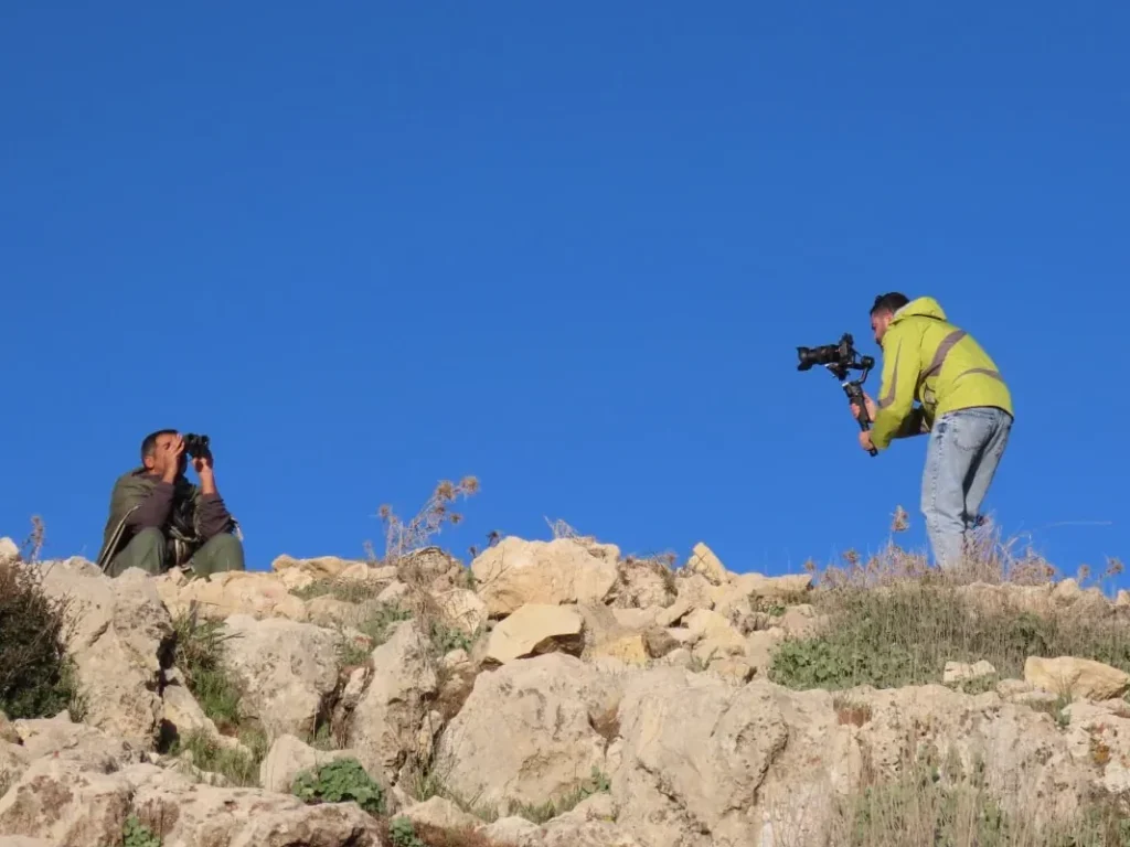Iman Ebrahimi being filmed during field conservation work in Iran.